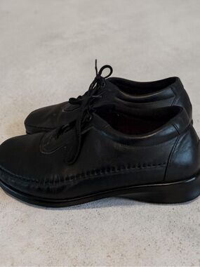 SAS Women’s Siesta Leather Lace-Up Loafers – Black – Size 9 W – USA Made